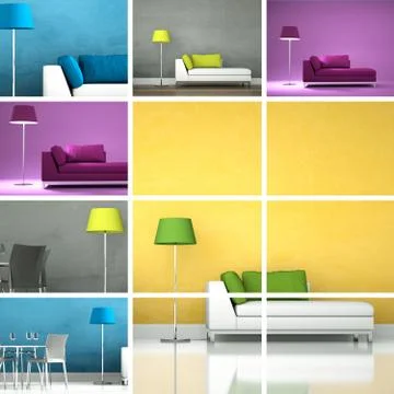 Set of sofas in modern Interior design Stock Illustration