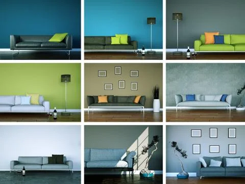 Set of sofas in modern Interior design Illustrazione stock