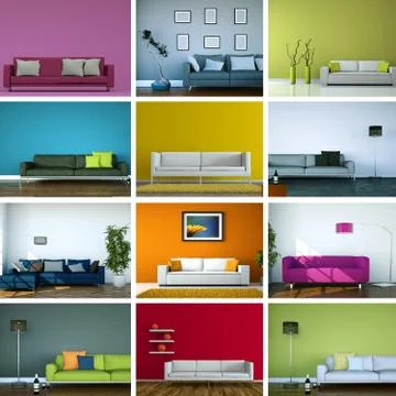 Set of sofas in modern Interior design 스톡 일러스트