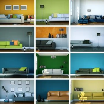Set of sofas in modern Interior design Illustrazione stock