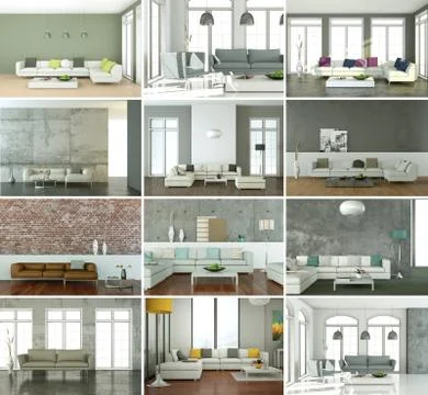 Set of sofas in modern Interior design 스톡 일러스트