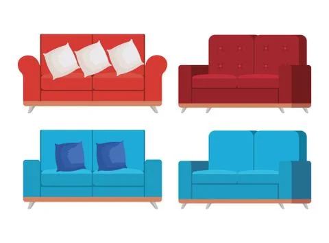 Set sofas styles icons Illustrazione stock