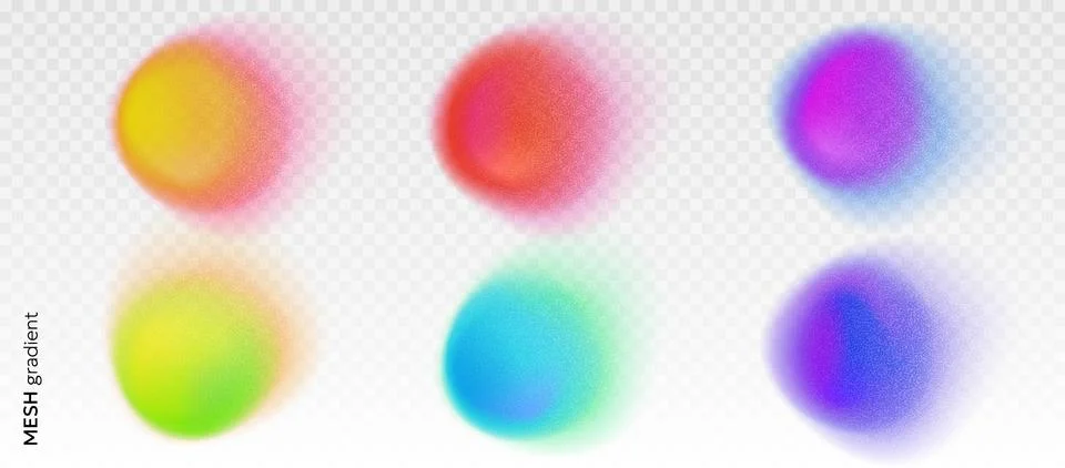 Set of soft blurry circle shaped gradients. Stock Illustration