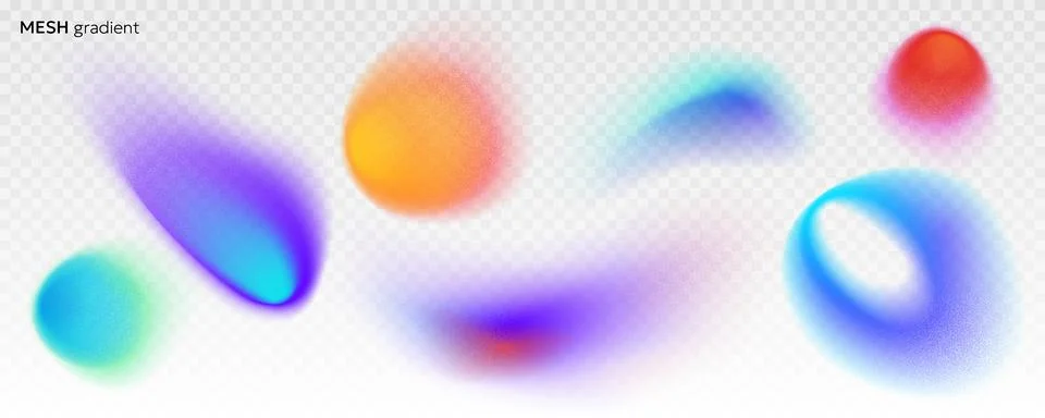 Set of soft blurry gradients various shapes. Stock Illustration