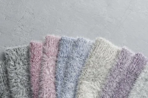 Set of soft fluffy socks made from luxurious blend of cashmere and mink in Stock Photos