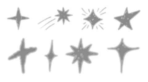 Set of soft gray star and sparkler shapes. These shimmering elements create.. Stockillustratie