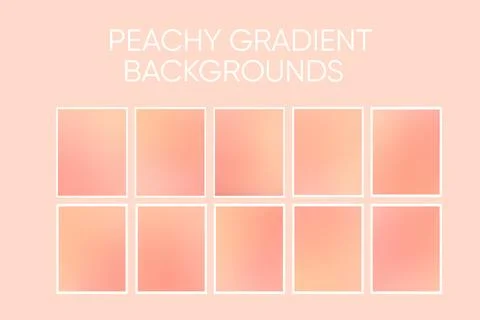 Set of soft peach pastel gradient color backgrounds for design Stock Illustration