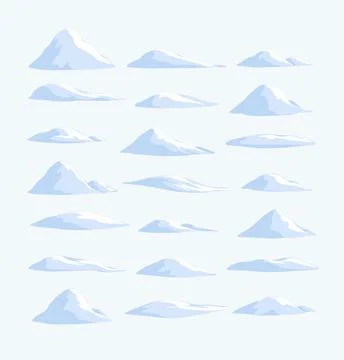 Set of soft stylized snowdrifts isolated on a light background Stock Illustration