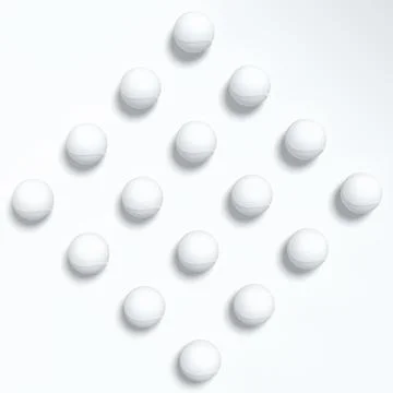 Set of softball or baseball ball lying in row on monochrome background. Stock Illustration