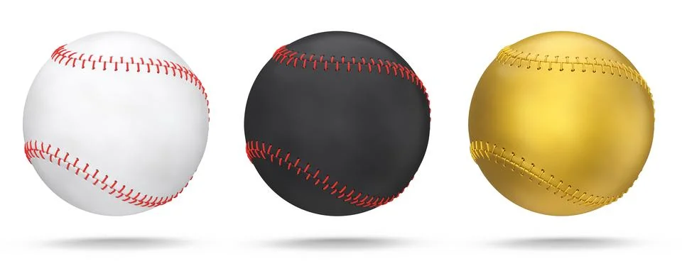 Set of softball or baseball balls isolated on white background. Stock Illustration