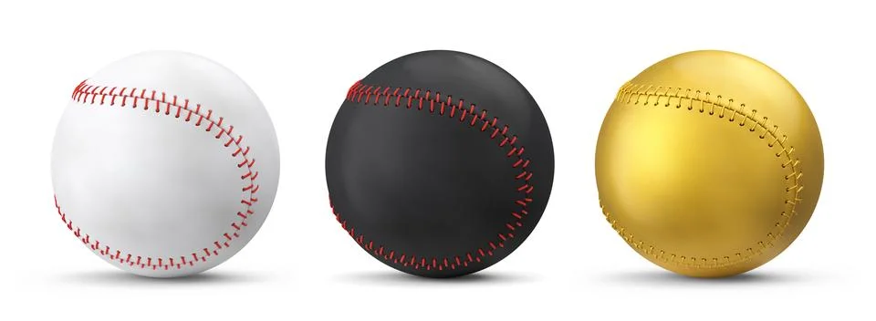 Set of softball or baseball balls isolated on white background. Stock Illustration