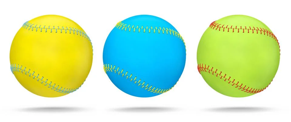 Set of softball or baseball balls isolated on white background. Stock Illustration