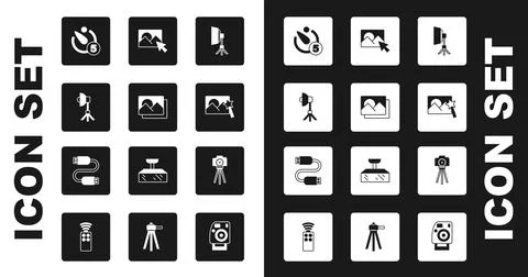 Set Softbox light, Photo frame, Camera timer, retouching, camera and USB ca.. 库存插图