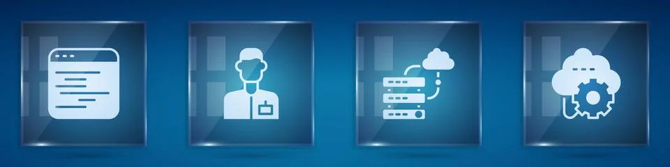 Set Software, Analyst engineer, Network cloud connection and Cloud technology Stock Illustration