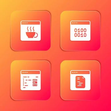 Set Software, Binary code, and icon. Vector Illustrazione stock