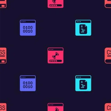 Set Software, Binary code, Loading data window and Books about programming on Stock Illustration