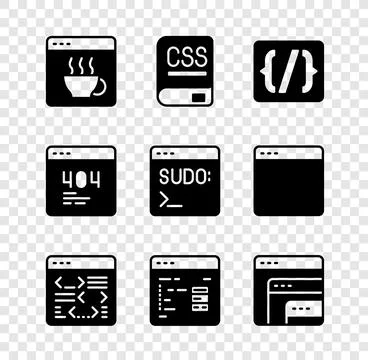 Set Software, Books about programming, Programming language syntax, Page wi.. Stock Illustration