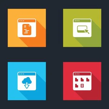 Set Software, Browser files, Cloud technology data transfer and  icon. Vector 스톡 일러스트