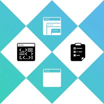 Set Software, Browser window, and Clipboard with checklist icon. Vector Stock Illustration