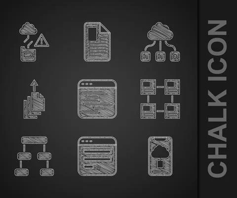 Set Software, Browser window, Cloud technology data transfer, Hierarchy Illustrazione stock