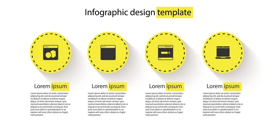 Set Software, Browser window, Search engine and Laptop. Business infographic  Stock Illustration