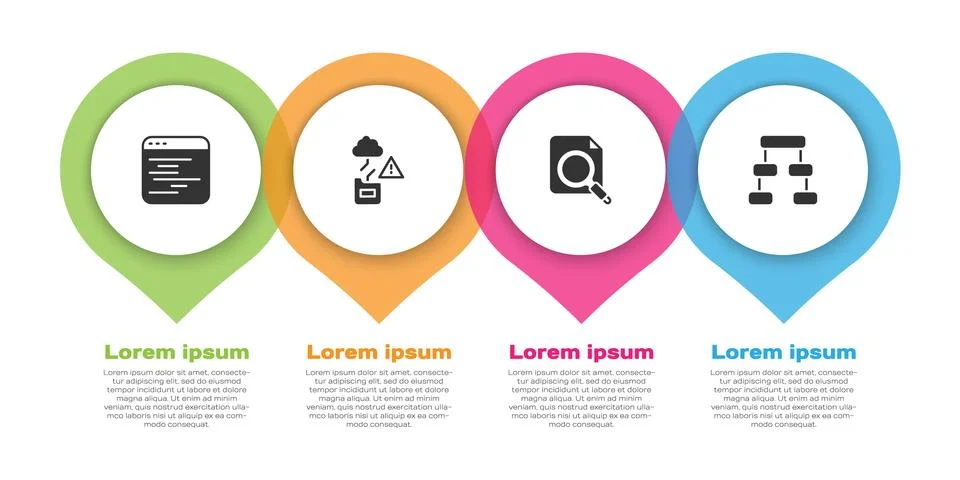 Set Software, Cloud technology data transfer, Search concept with folder and Stock Illustration