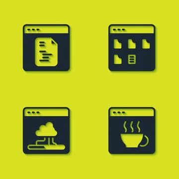 Set Software, , Cloud technology data transfer and Browser files icon. Vector Stock Illustration