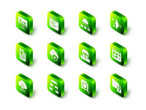 Set Software, Cloud technology data transfer, Filter setting, Different files Stock Illustration