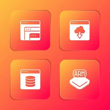 Set Software, Cloud technology data transfer, Server, Data, Web Hosting and Illustrazione stock