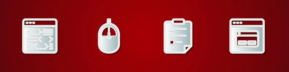 Set Software, Computer mouse, Clipboard with checklist and Search engine icon Illustrazione stock