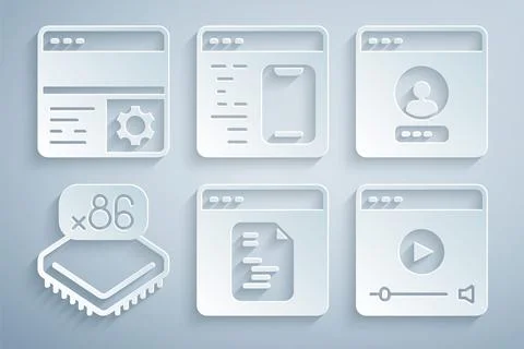 Set Software, Create account screen, Processor with microcircuits CPU, Online Stock Illustration