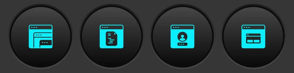 Set Software, , Create account screen and Search engine icon. Vector Stock Illustration