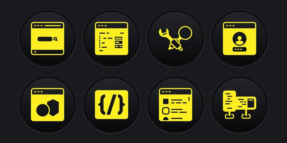 Set Software, Create account screen, Programming language syntax, Browser files Stock Illustration