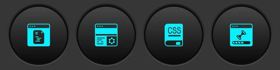 Set Software, Debugging, Books about programming and Loading data window icon Stock Illustration