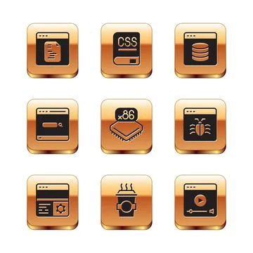 Set Software, Debugging, Coffee cup to go, Processor with microcircuits CPU.. イラスト素材