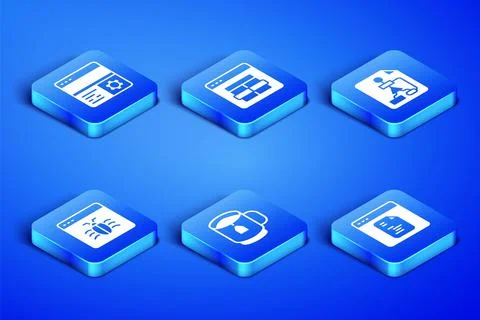 Set Software, Debugging, Cup tea with tea bag, System, MySQL code and Flowcha Stock Illustration