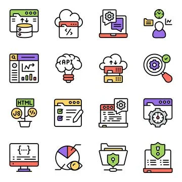 Set of Software Development Flat Icons Stockillustratie