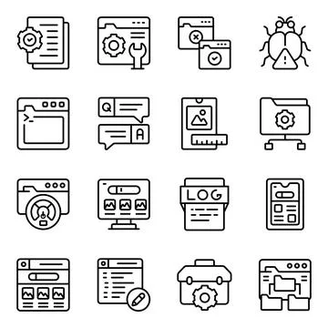Set of Software Development Linear Icons Stockillustratie