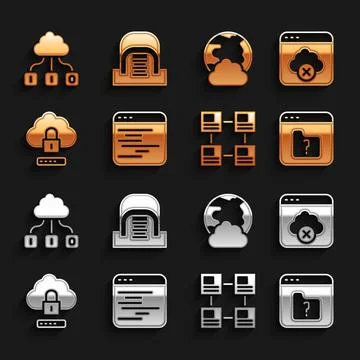 Set Software, Failed access cloud storage, File missing, Hierarchy organogram Stock Illustration