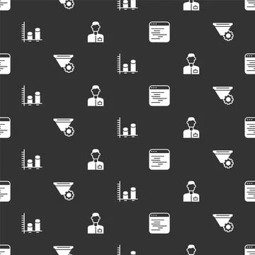 Set Software, Filter setting, Data analysis and Analyst engineer on seamless Stock-Illustration