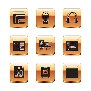 Set Software, Flowchart, Mobile Apps, Computer monitor screen, Browser setting Stock Illustration