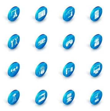 Set Software, Industrial machine robotic robot arm hand factory, Bot, Spanner 스톡 일러스트