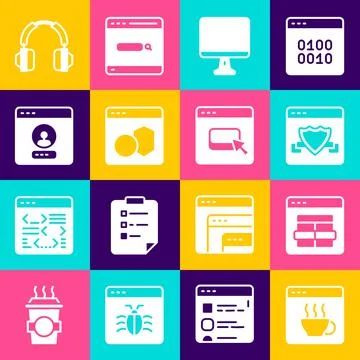 Set Software, MySQL code, Browser with shield, Computer monitor screen, Create Stock Illustration