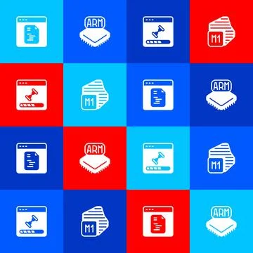 Set Software, Processor, Loading data window and icon. Vector Illustrazione stock