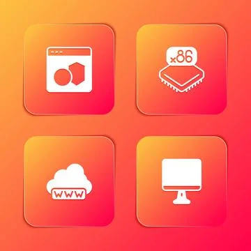 Set Software, Processor with microcircuits CPU, Web development and Compute.. Stock-Illustration