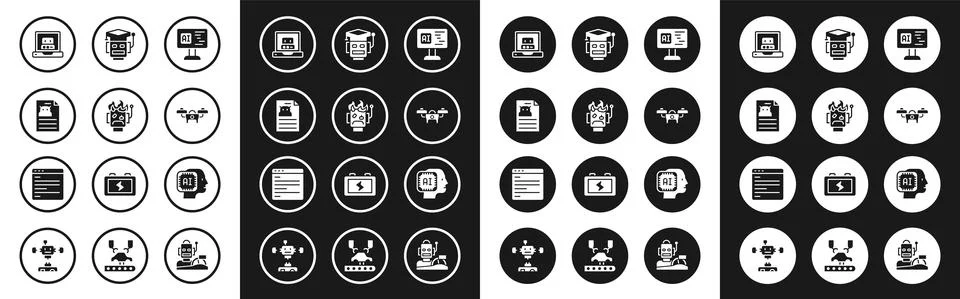Set Software, Robot burned out, Technical specification, Creating robot, Drone Ilustración de archivo