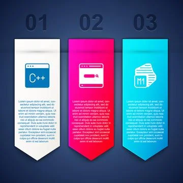 Set Software, Search engine and Processor. Business infographic template. Vector Stock Illustration