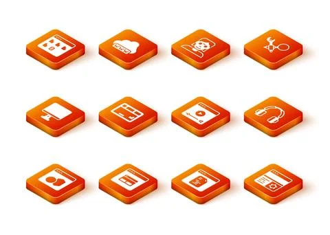 Set Software, Search engine, Computer monitor screen, Keyboard, Online play.. Illustrazione stock