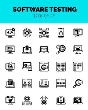 Set of Software Testing Lineal Fill Icons for logo &amp; web. Vector illustration 스톡 일러스트