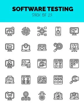 Set of Software Testing Lineal icons for logo &amp; web. Vector illustration 스톡 일러스트